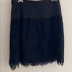 Black lace mini skirt